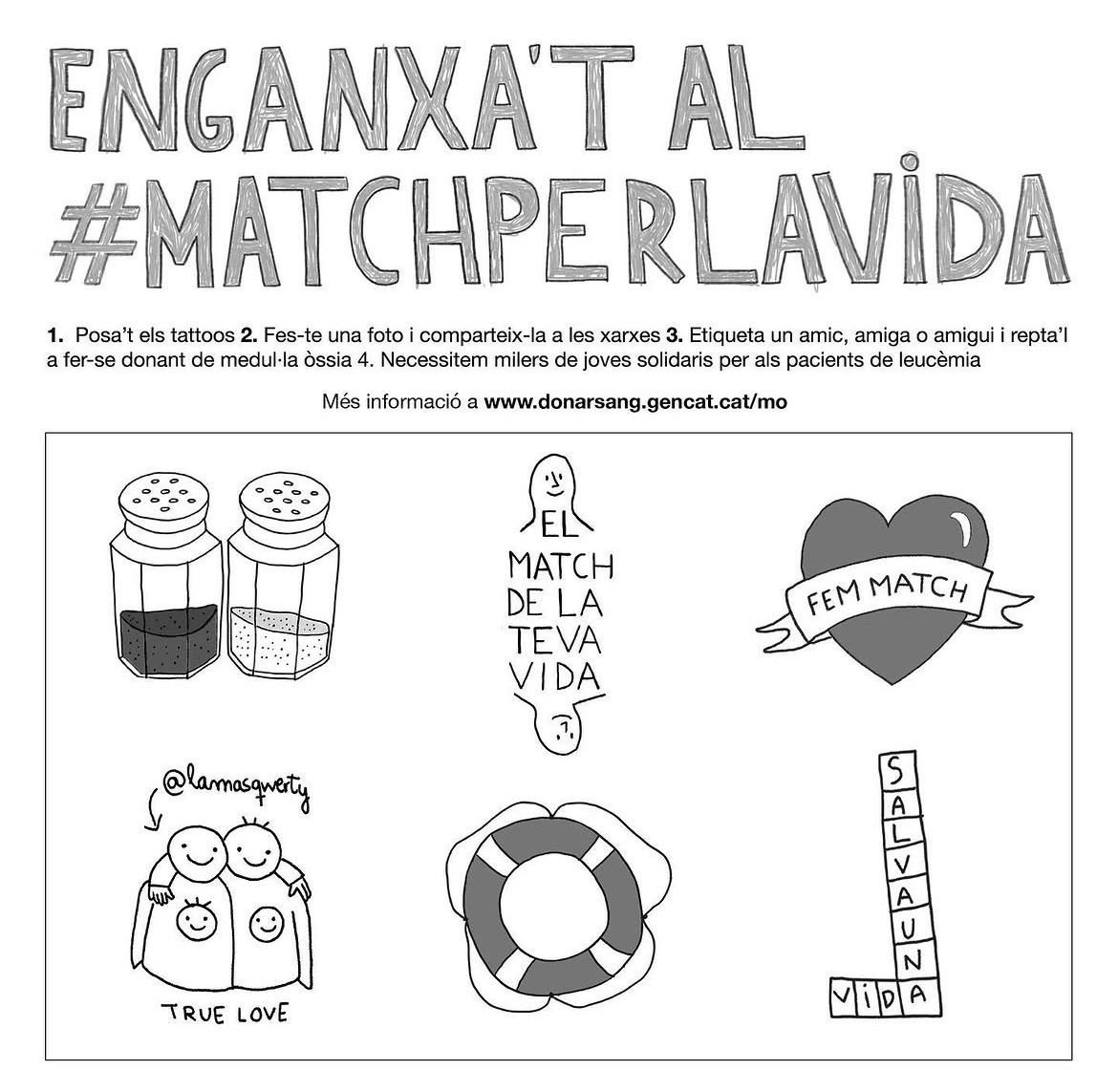 Làmina de calcomanies il·lustrades de la campanya #matchperlavida