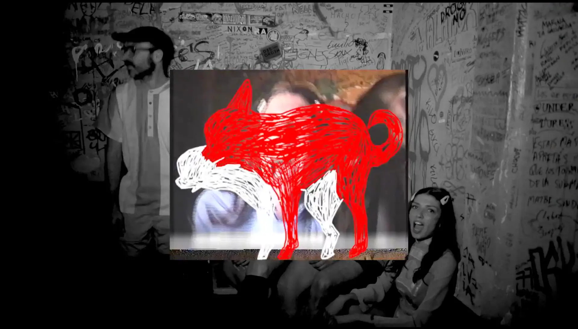Fotograma d'una animació 2D de Marta Contreras i Agramunt per al videoclip Perro, de Sandré (3/8)